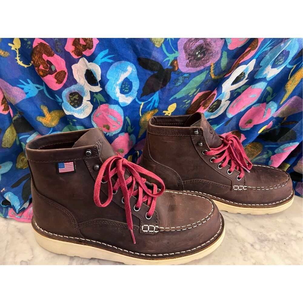 Danner Dark Brown Boots with Red Laces - Picture 3 of 12